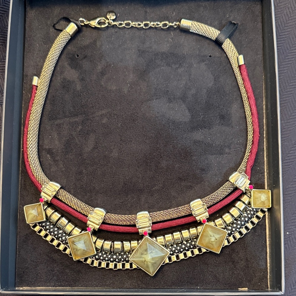 Gold and Red Statement Necklace new in box
